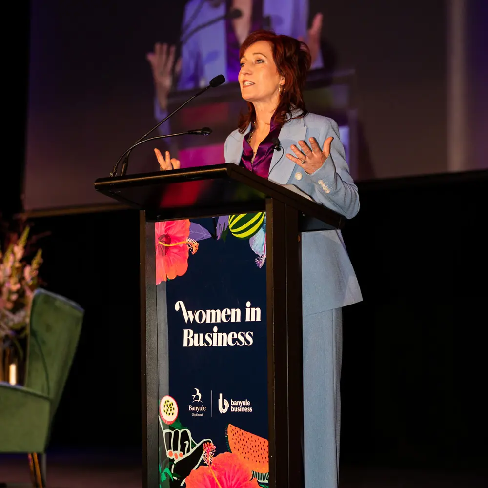 speaker-WIB-banyule Ailsa Page speaking at conference